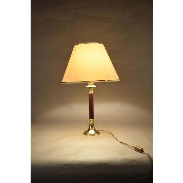 Vintage Brass Table Lamp with Burgundy Column, 1950s For Sale - Image 9 of 11
