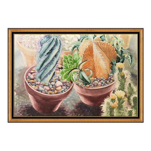 1980s Red Pots II Watercolor Painting, Sandra Kaplan For Sale
