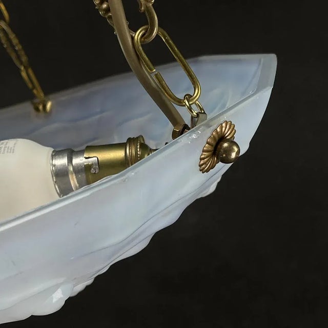 Art Deco Ceiling Lamp in Opaline Glass, 1920s-1930s For Sale - Image 4 of 11