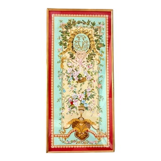 Chelsea House Tall 62" Framed French Painting on Silk For Sale