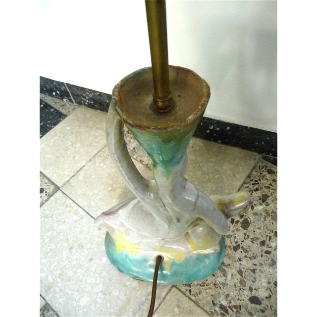 Vintage German Glazed Ceramic & Brass Figurine Lamp, 1920s For Sale - Image 13 of 18