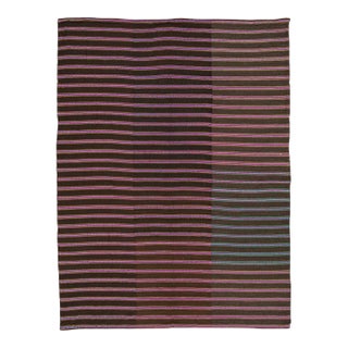 Vintage Panelled Kilim Wool Rug With Pink Stripes by Rug & Kilim, 1950-1959 For Sale
