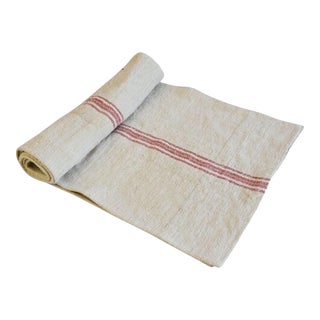 French Grain Sack Table Runner Custom-Tailored From a Vintage French Grain Sack 92" Long For Sale