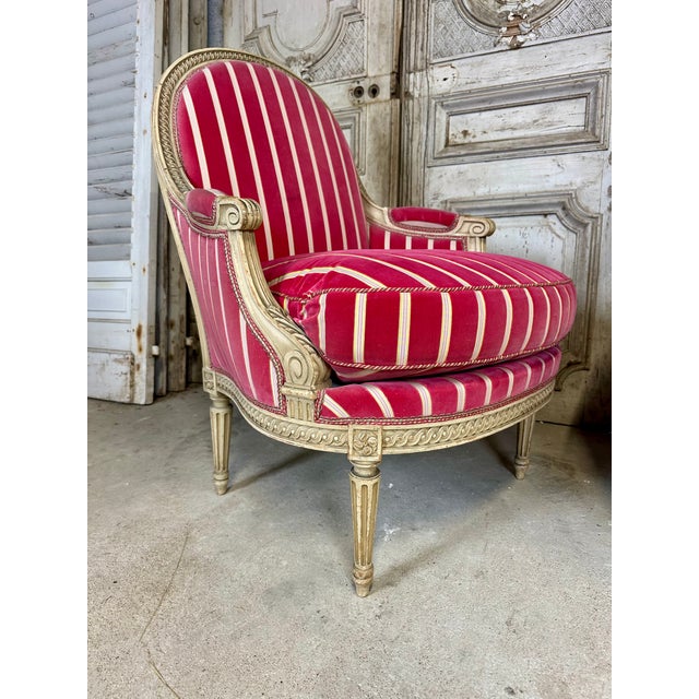 1920s Louis XVI Lacquered Wood Bergère Armchairs, 1920s, Set of 2 For Sale - Image 5 of 14