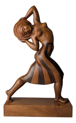 Jens Jacob Bregnø, Art Deco Carved Sculpture, 1900s, Wood