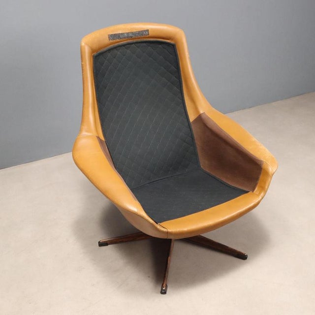Vintage Leather and Fabric Armchairs, 1970s, Set of 2 For Sale - Image 9 of 11