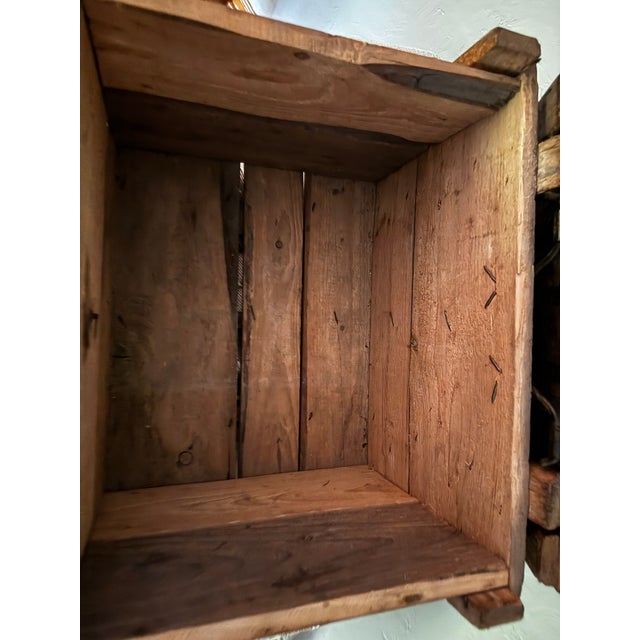 Rare Antique German Wood Wine Crate W Lid, 19th Century, Industrial Metal Straps For Sale - Image 12 of 18