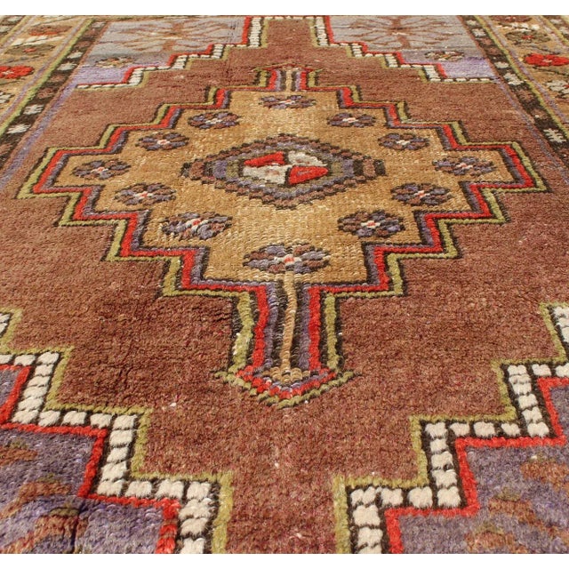 Vintage Oushak With Geometric Motifs Filled With Array For Sale - Image 10 of 12