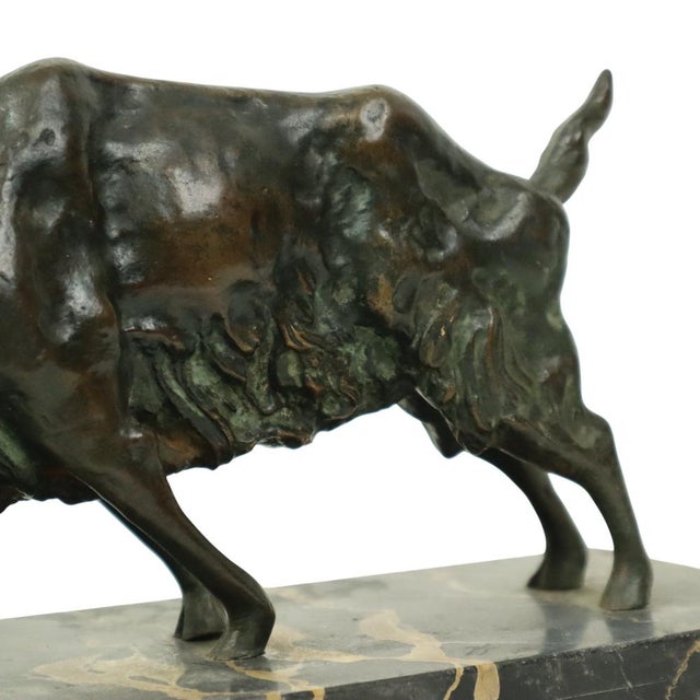 Antique Goat Sculpture in Bronze and Marble, 1920s For Sale - Image 13 of 18