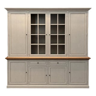 Large Oak Display Cabinet with Integrated Lighting For Sale