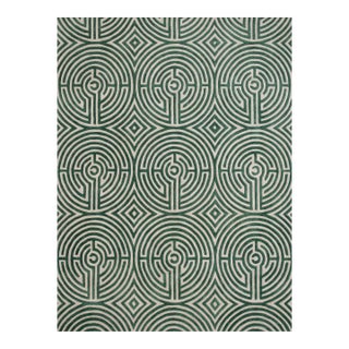 Lucca Hand-Tufted Maze Rug, Boxwood Green, 4x6 For Sale