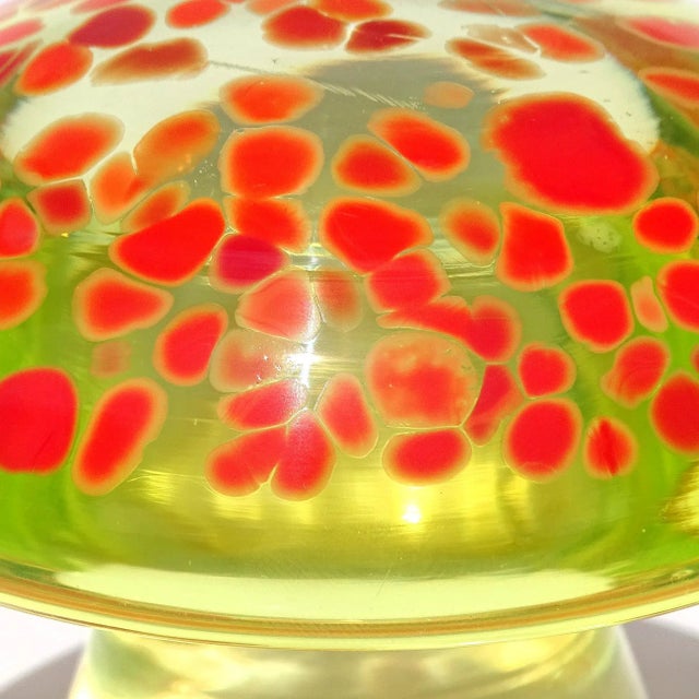 Murano Mushroom Glowing Uranium Yellow Toadstool Red Orange Spots Vintage Italian Art Glass Paperweight Sculpture For Sale In Orlando - Image 6 of 10