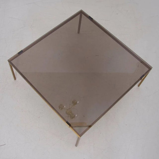 Brass and Glass Coffee Table in the Style of Maison Jansen, 1970s For Sale - Image 3 of 7