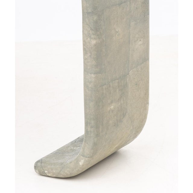 Late 20th Century Karl Springer Style Tessellated Shagreen Waterfall Console For Sale - Image 5 of 8