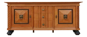 Art Deco Brutalist Belgian Sideboard in Oak and Brass Details, 1940s