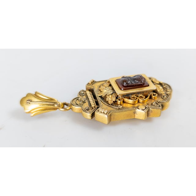 Victorian 19th Century Victorian Gold Filled Etruscan Revival Locket Pendant by Blackinton For Sale - Image 3 of 9
