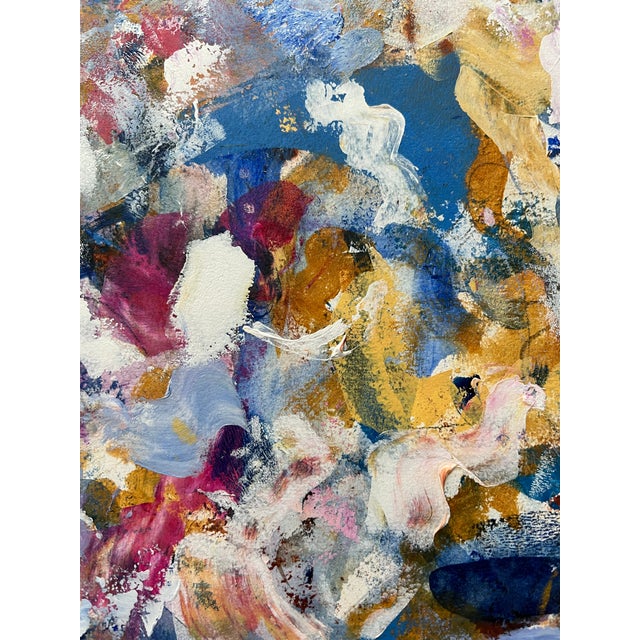 Original Abstract Mixed Media 20x16” Painting Signed Unframed “It’s a Party” Heavyweight Paper For Sale - Image 4 of 7