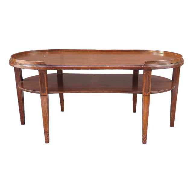 Merman Regency Style Mahogany Six-Leg Tiered Kidney Coffee Table, Circa 1940s For Sale