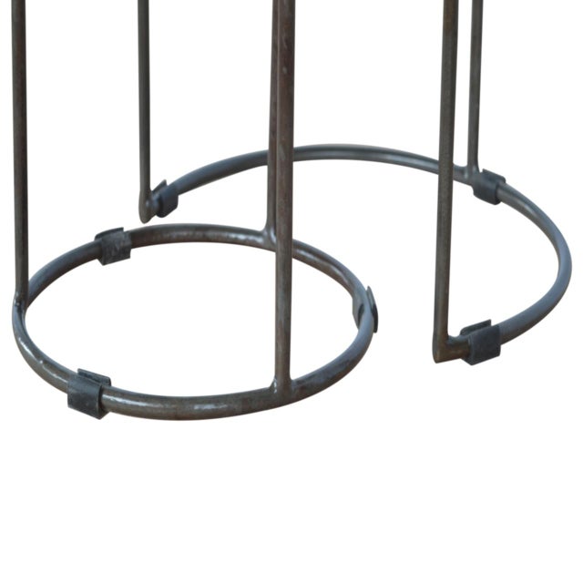 Brown Industrial Solid Wood Nesting Stools (2 Pcs) For Sale - Image 8 of 8