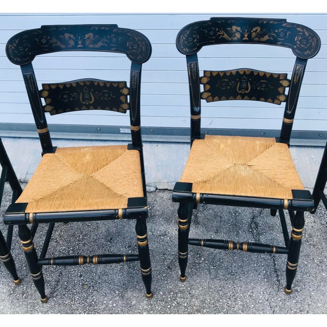 1960s Vintage Ethan Allen Dining Chairs Button Back Hitchcock Set of 4
