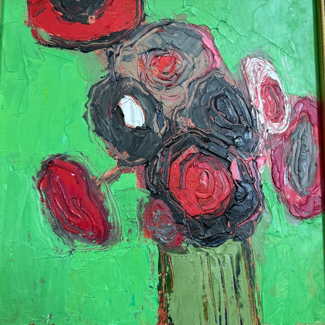 Contemporary original abstract floral still life painting by Alex Brown. Signed and framed. Measures 8x10 or approximately...