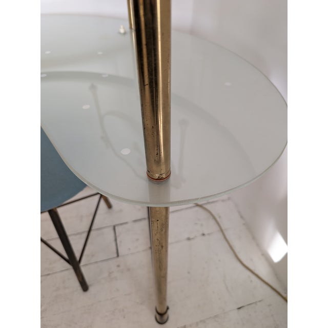 Vintage Italian Polka Dot-Etched Glass and Gilt Brass Illuminated Vanity by Luigi Brusotti, 1950s For Sale - Image 10 of 18