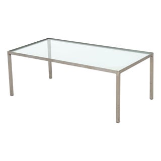 Modern Glass Top and Wrought Iron Coffee Table For Sale