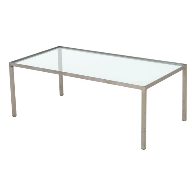 Modern Glass Top and Wrought Iron Coffee Table For Sale