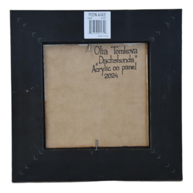 Dachshunds Dog Portrait Study Painting Including the Antiqued Gold Wood Frame For Sale - Image 4 of 5