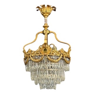 French Louis Xvi, Chandelier, Dore Bronze, Crystal, France, 19th Century For Sale