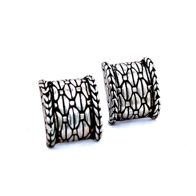 1990s Pair of John Hardy Estate Clip on Earrings Sterling Silver For Sale In New York - Image 6 of 8