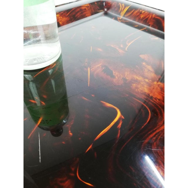 Vintage Serving Tray in Faux Tortoiseshell Acrylic Glass and Brass, Italy, 1970s For Sale - Image 13 of 17