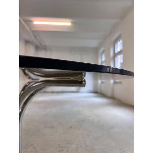 Silver Round Dining Table in Smoked Glass and Chrome by Gastone Rinaldi For Sale - Image 8 of 11