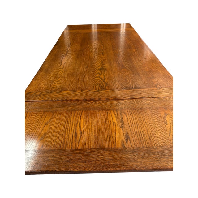 1930s Pristine Solid Oak Draw Leaf Table For Sale - Image 9 of 12