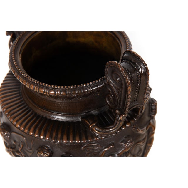 Brown Pair of French Grand Tour Antique Bronze “Townley” Vases Urns Circa 1870 For Sale - Image 8 of 18