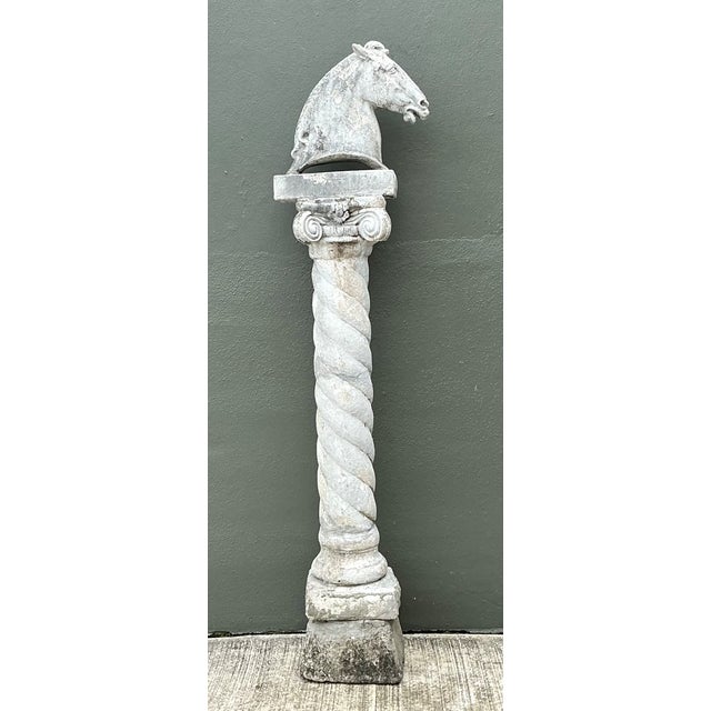 Vintage Stone Horse Sculpture on Column For Sale - Image 11 of 12