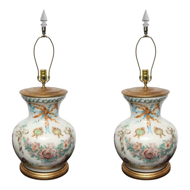 Reverse Decoupage Glass Lamps A Pair Chairish