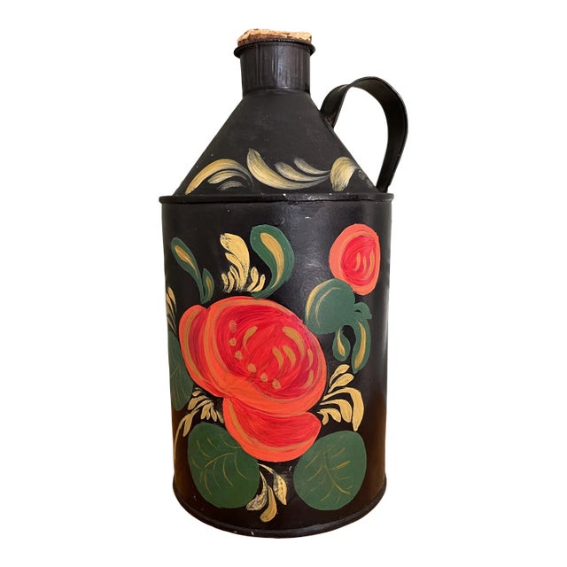 Vintage Hand Painted Tole Jug For Sale