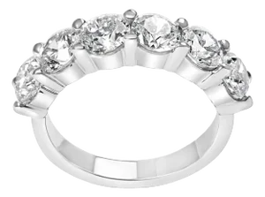 14K White Gold 3.0 Cttw Lab-Grown Diamond Shared Prong Set 6 Stone Band Ring (G-H Color, VS2-SI1 Clarity) - Ring Size 7