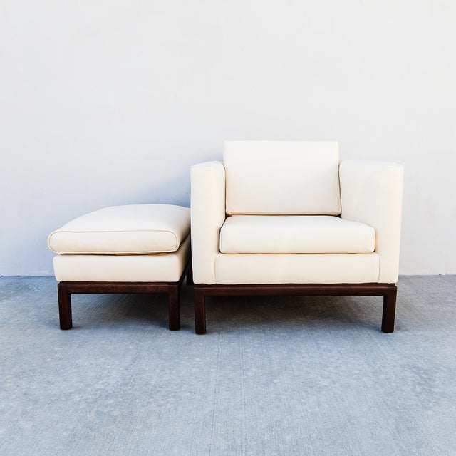 Restored Mid Century Modern Knoll Style Leather Club Chair & Ottoman For Sale In Los Angeles - Image 6 of 12