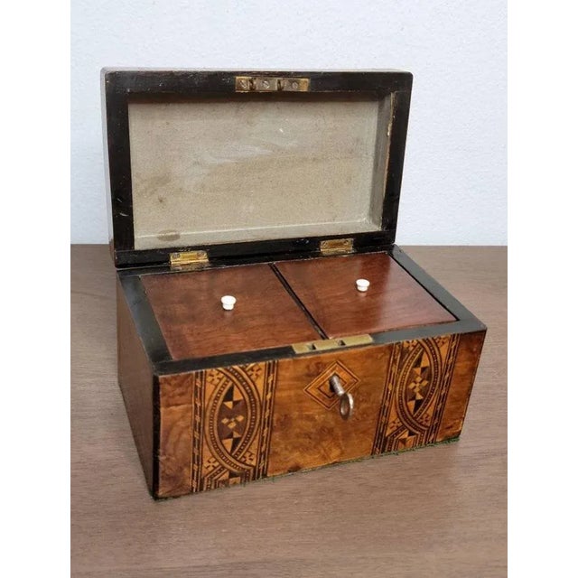 19th Century English Tunbridge Ware Marquetry Tea Caddy For Sale - Image 4 of 11