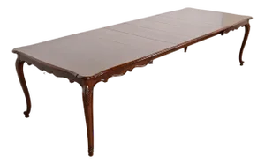 Kindel Furniture French Provincial Louis XV Carved Walnut Extension Dining Table, Newly Refinished