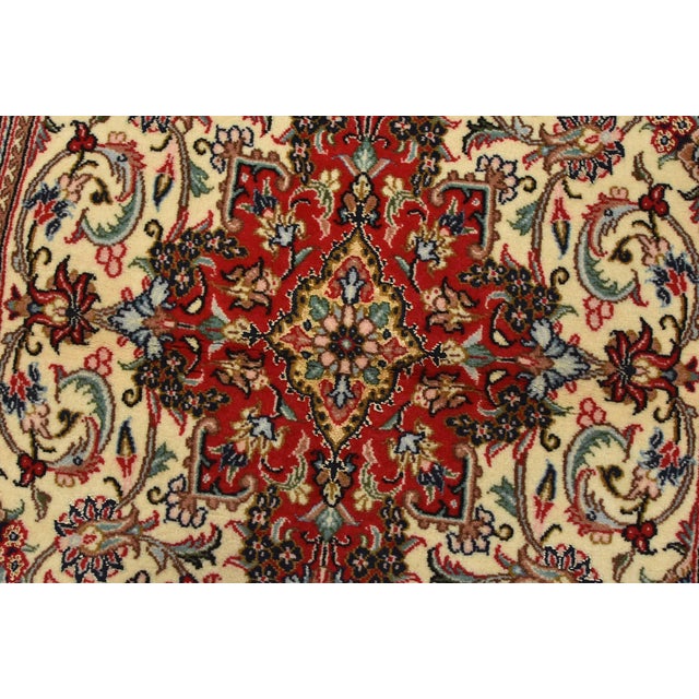 Textile Fine Qom Rug 3’2” X 5’2” Ivory Wool/Silk Traditional Hand-Knotted Carpet For Sale - Image 7 of 12