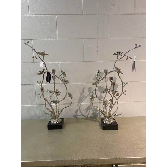 Metal Orchids in Bloom 26 X 11 Inch Candleholder, Small For Sale - Image 7 of 7