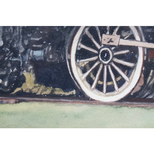 Beige Mid 20th Century Margaret Mailly Lehigh Valley Railroad Dorothy Train Inspection Watercolor Print, Framed For Sale - Image 8 of 12