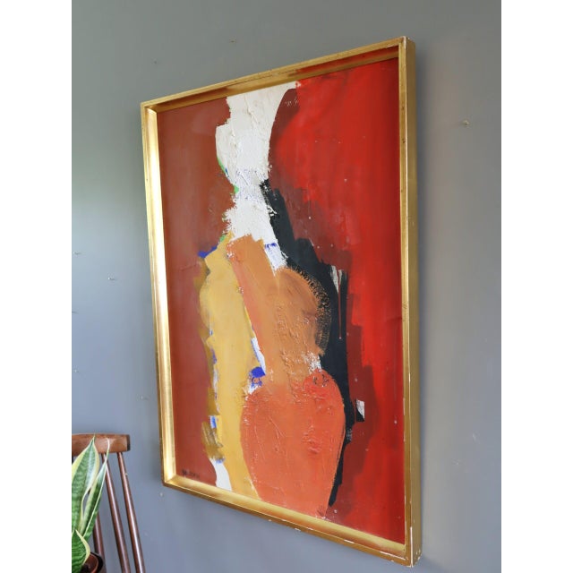 Mid 20th Century Mid-Century Modern 'Weight of Warmth' Abstract Oil Painting by Swedish Painter Hans Osswald (1919-1983), Framed For Sale - Image 5 of 14