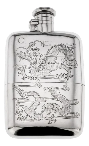 Chinese Silver Hip Flask, Canton, 1920s