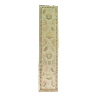 Traditional Wool Turkish Oushak Runner For Sale