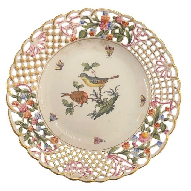 Four Herend Porcelain Reticulated Dessert Plates. Hungary, Mid-20th Century. For Sale In Los Angeles - Image 6 of 13