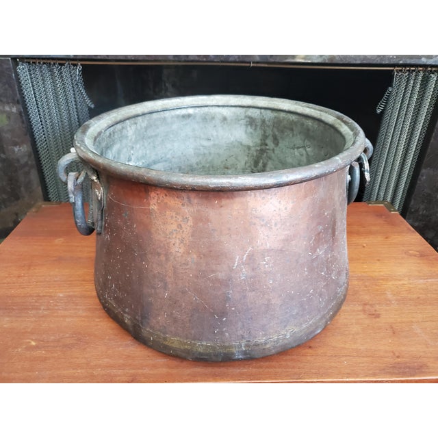 Farmhouse Large! Antique Late 19th Century Cauldron Hammered Copper Pot For Sale - Image 3 of 14